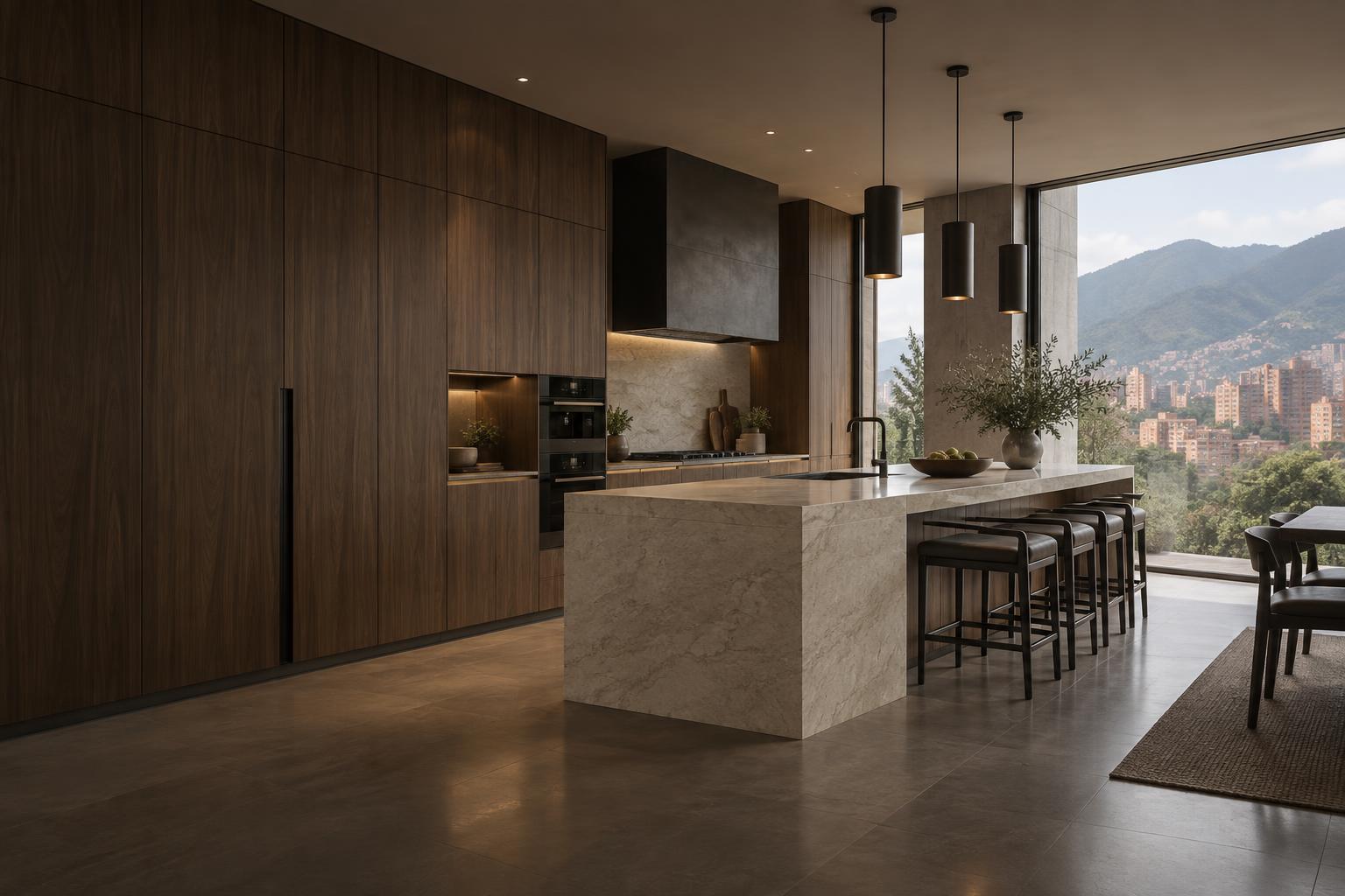 Imagen de referencia de cocina contemporánea en madera y piedra